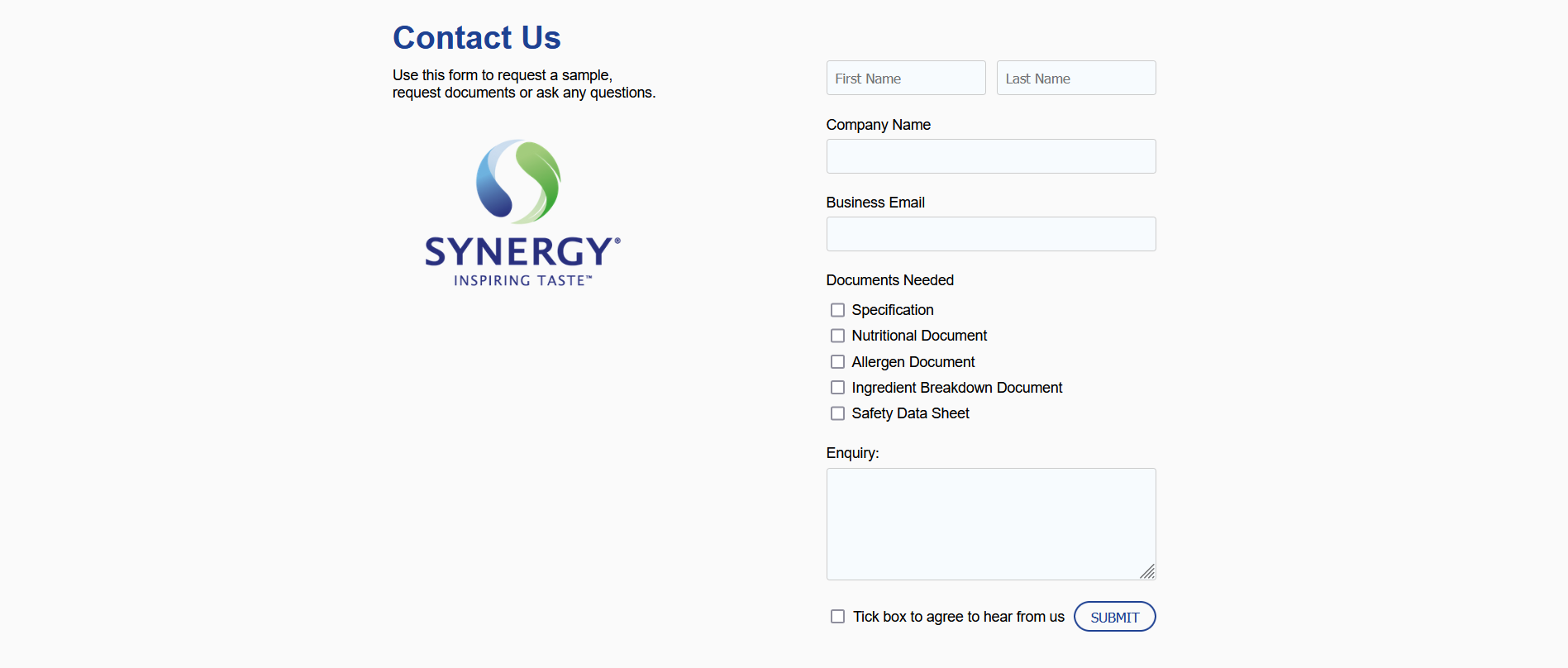 sample info contact us form image